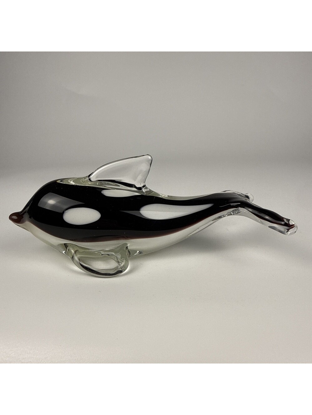 SeaWorld Home Collection Orca Glass Figurine 6" Hand Blown Killer Whale Shamu